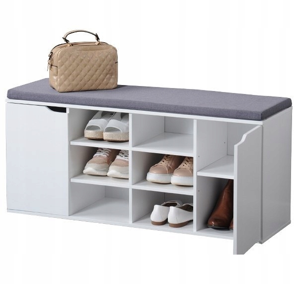 Botník se sedákem a úložnými boxy, bílý 103 x 30,5 x 48 cm