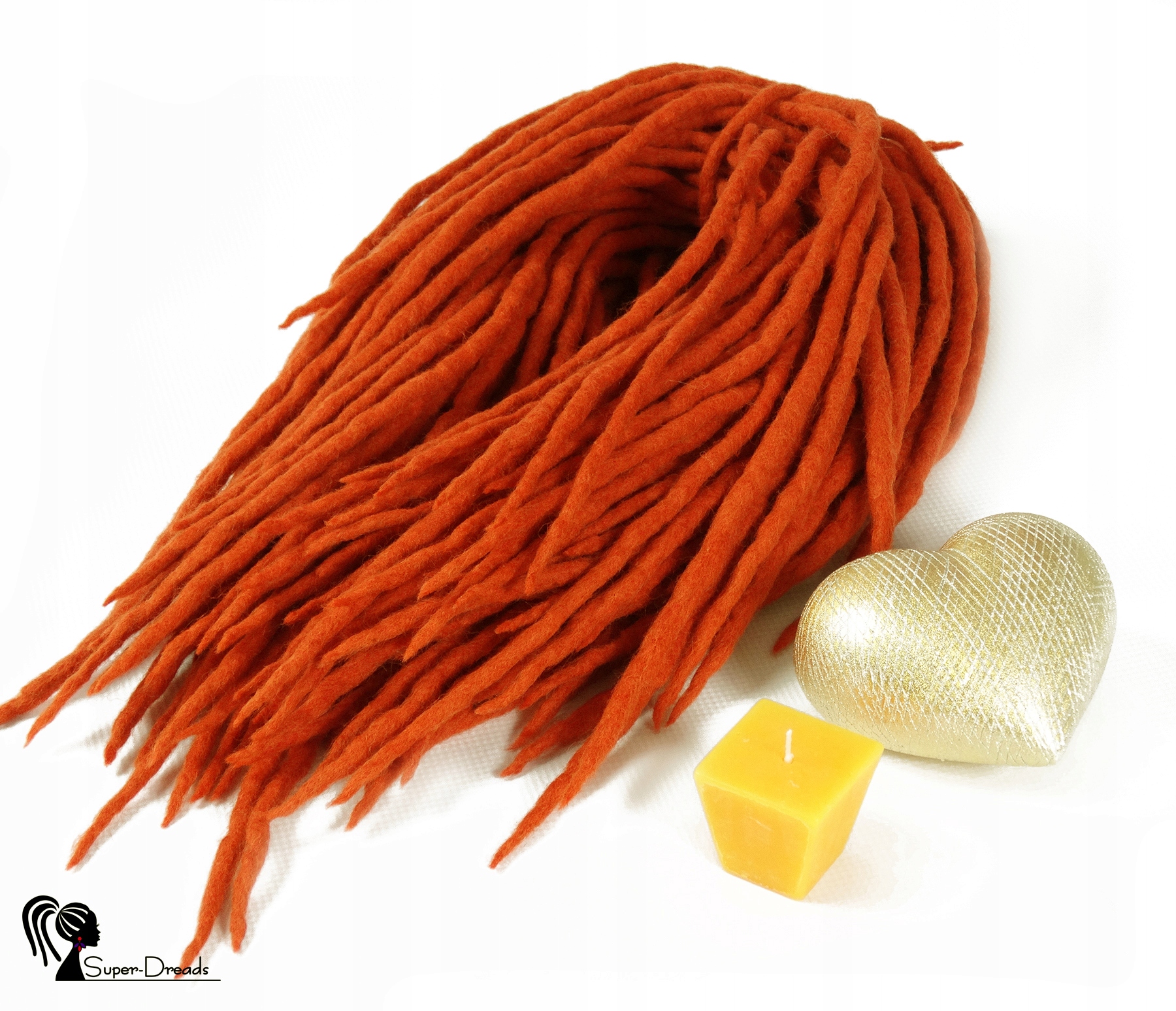 Dredloky Dredy vlněné, oranžové, Šťavnatá Pomeranč, 40 kusů