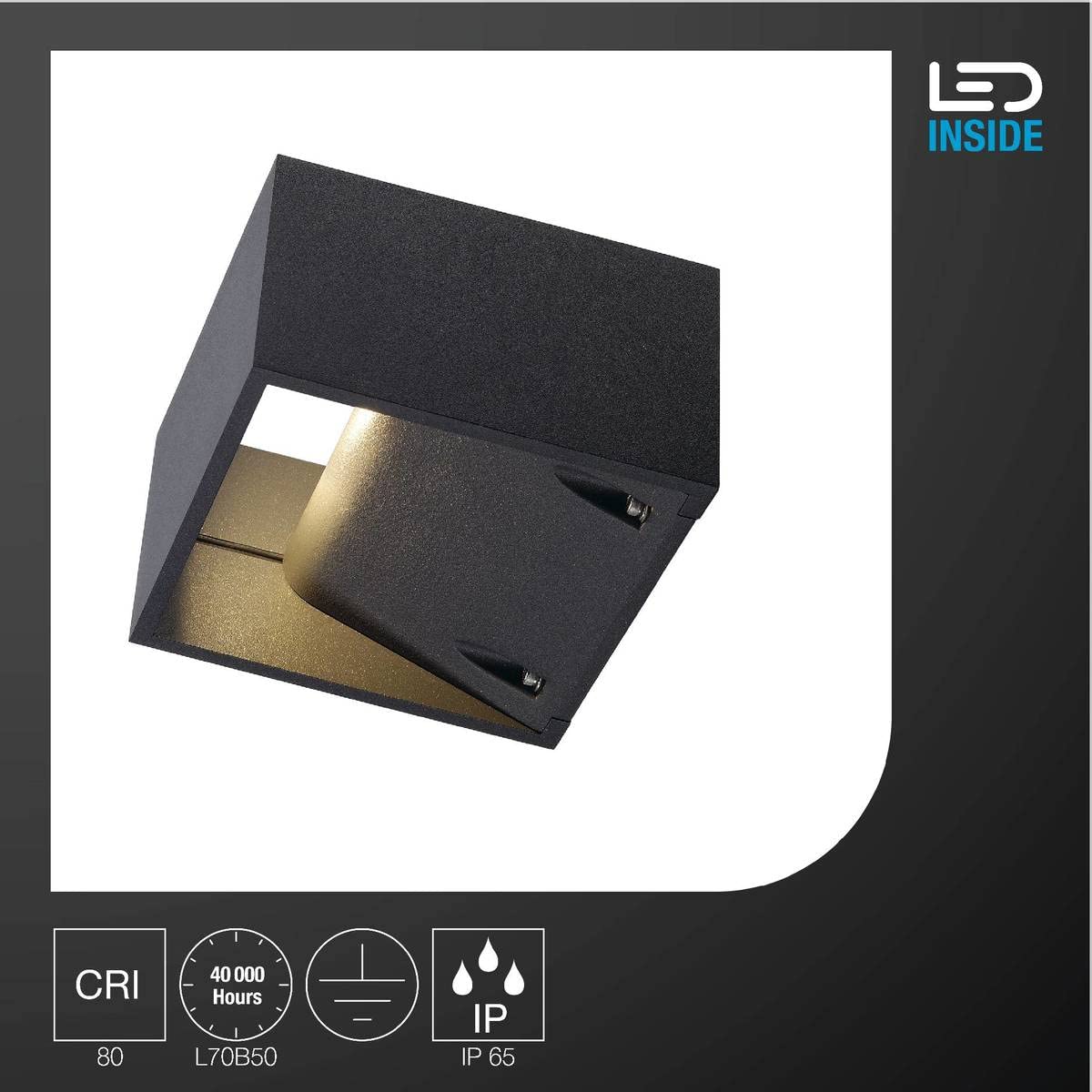 SLV LOGS WALL Kinkiet Ścienny Aluminiowy Nowoczesny Czarny 13.2x13x8cm — miniatura 3