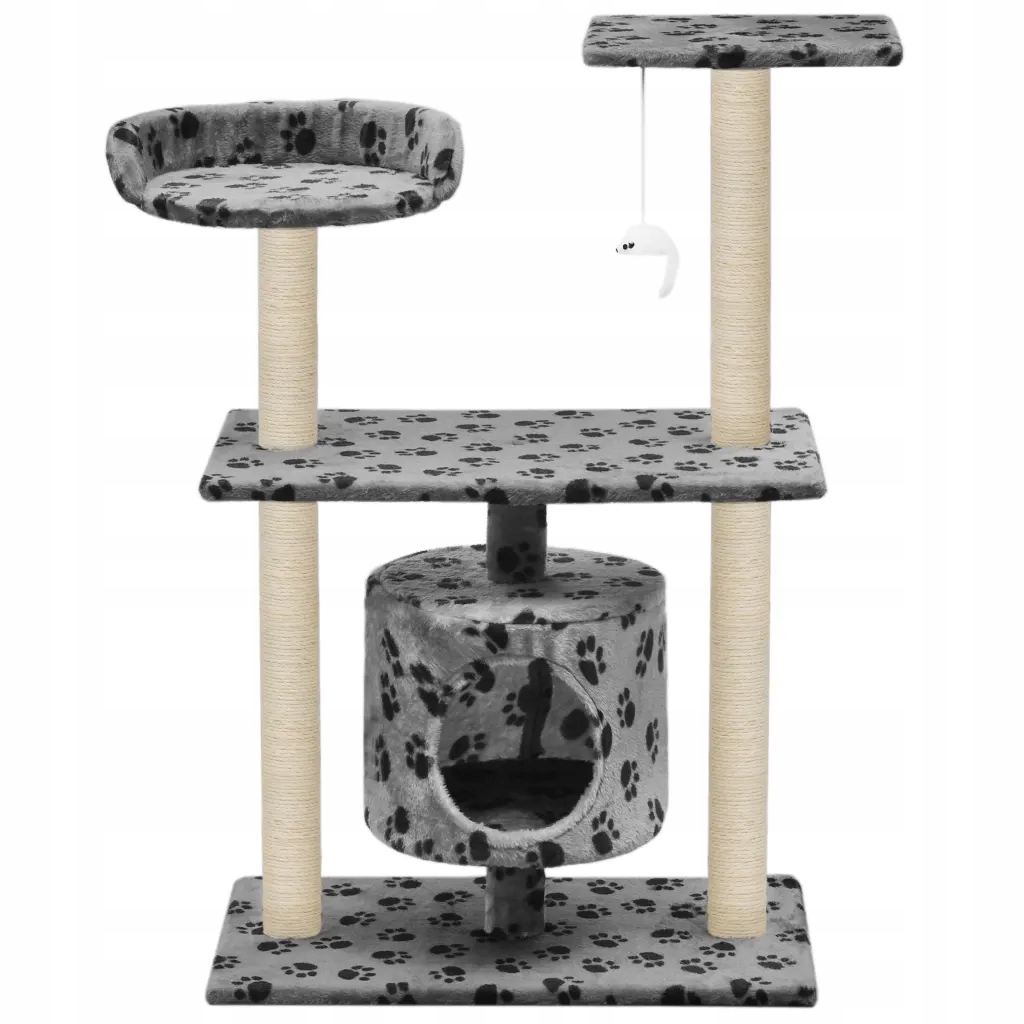 Levně Škrabadlo se sisalovými sloupky, 95 cm, šedé v kočičí tlapky