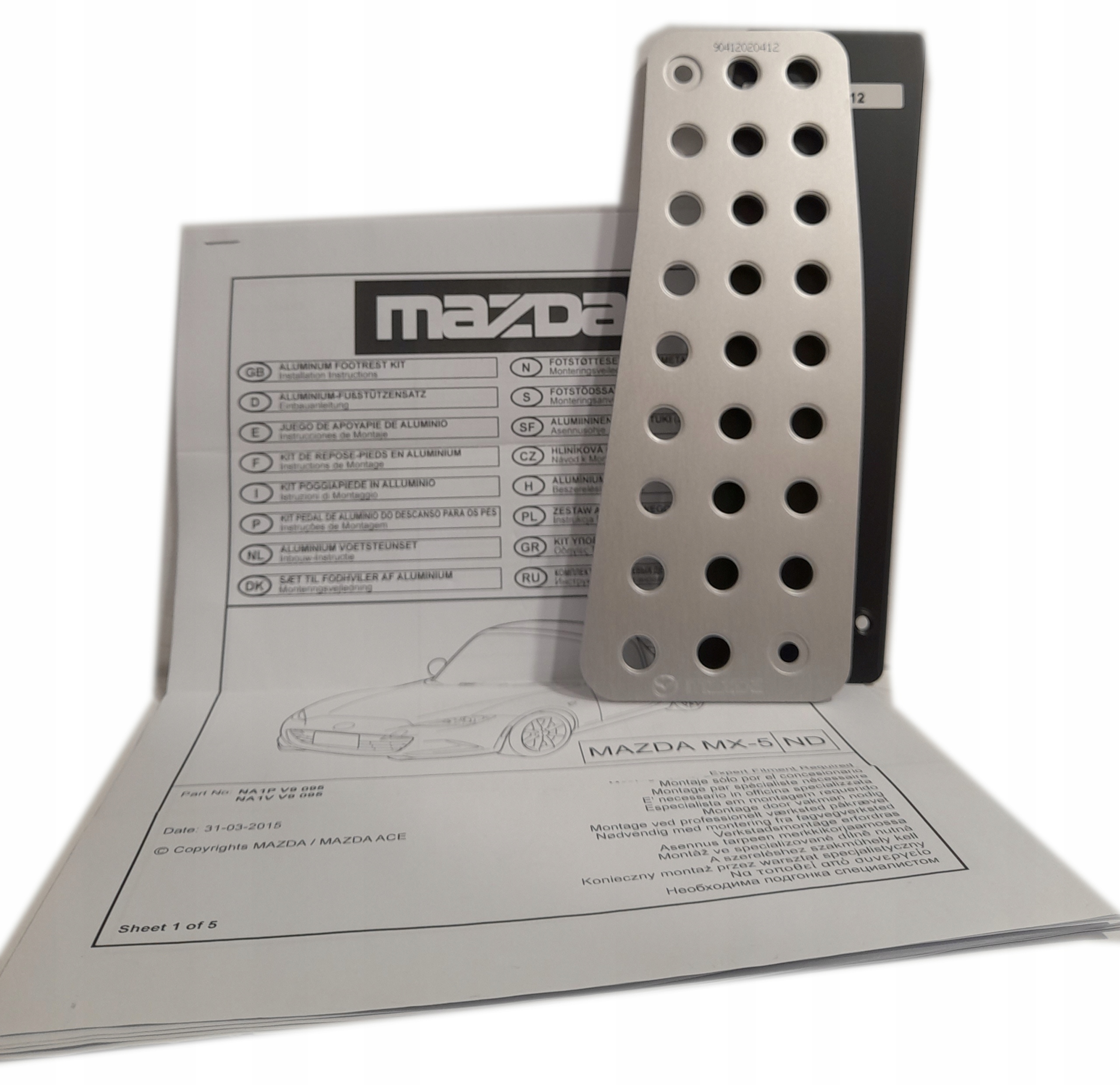 Алюминиевая подставка для ног-Mazda MX-5 от 08/2015