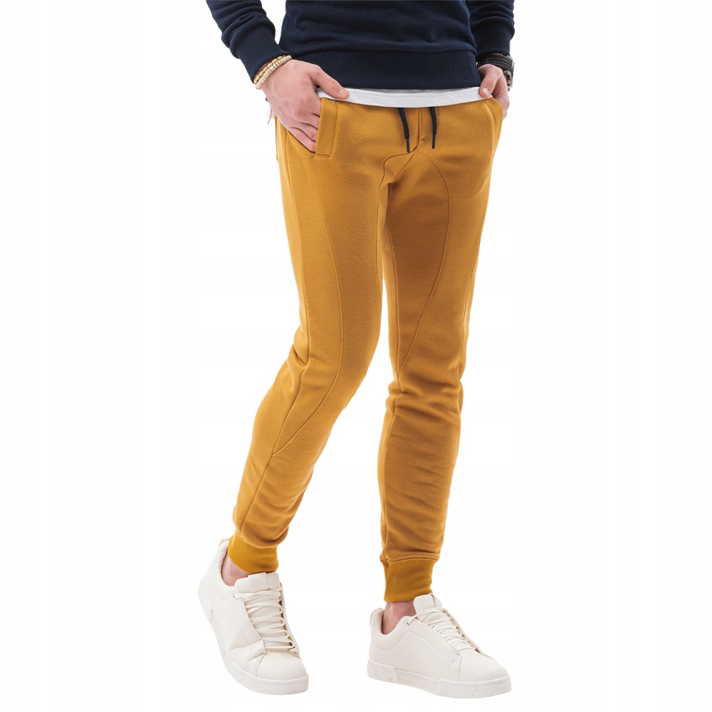 

Spodnie męskie dresowe joggery P867 musztarda M