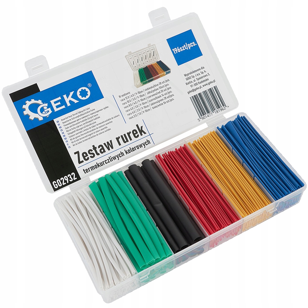 Zestaw Rurek Termokurczliwych Kolorowych 196 Szt. Geko