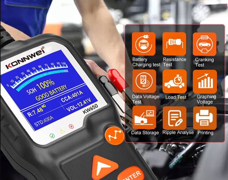 TESTER AKUMULATOROW BATERII Konnwei 6V 12V KW 650 Producent code KW650