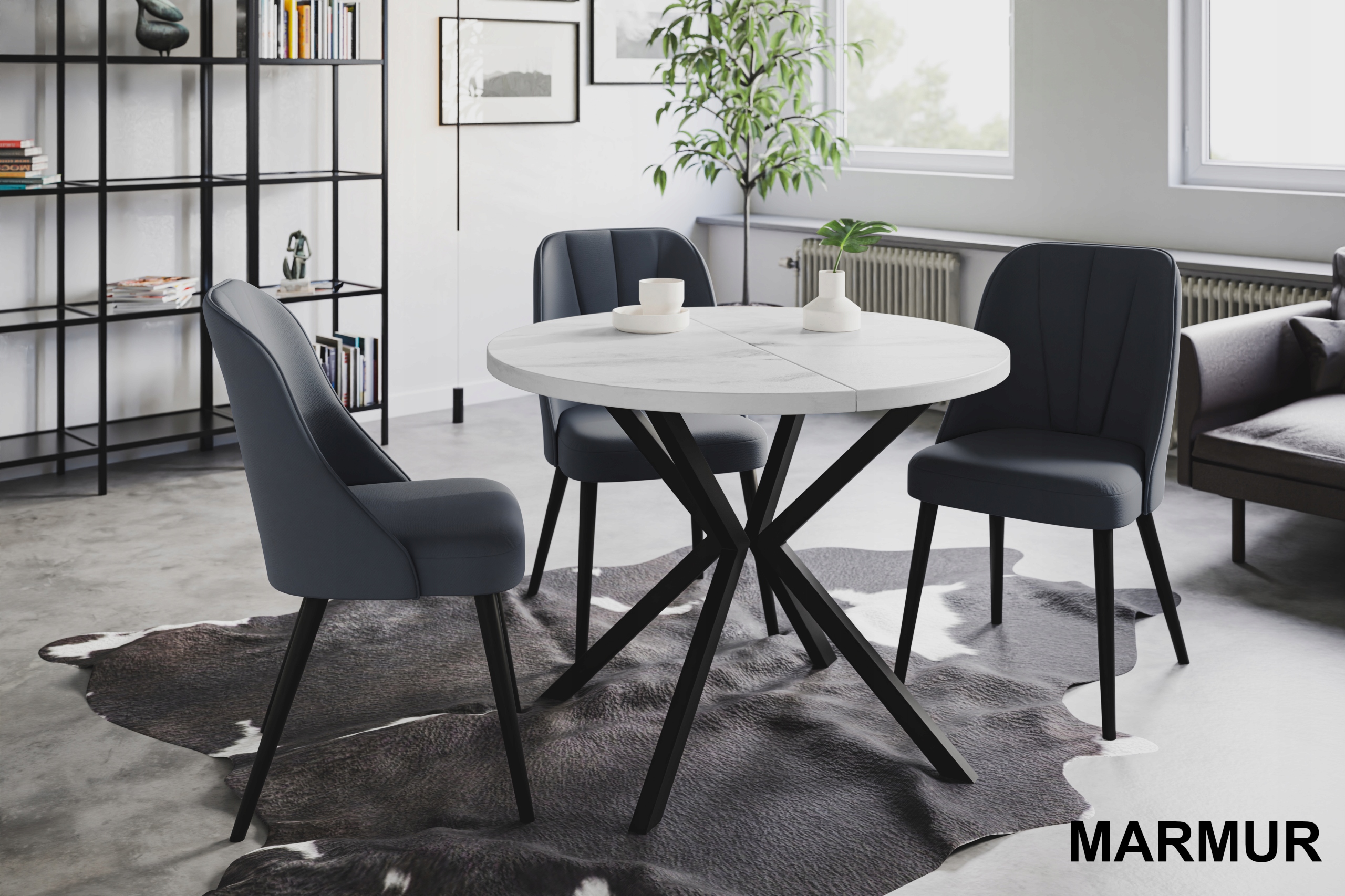 Stół rozkładany loft okrągły 100/180 LITE Wysokość mebla 76 cm