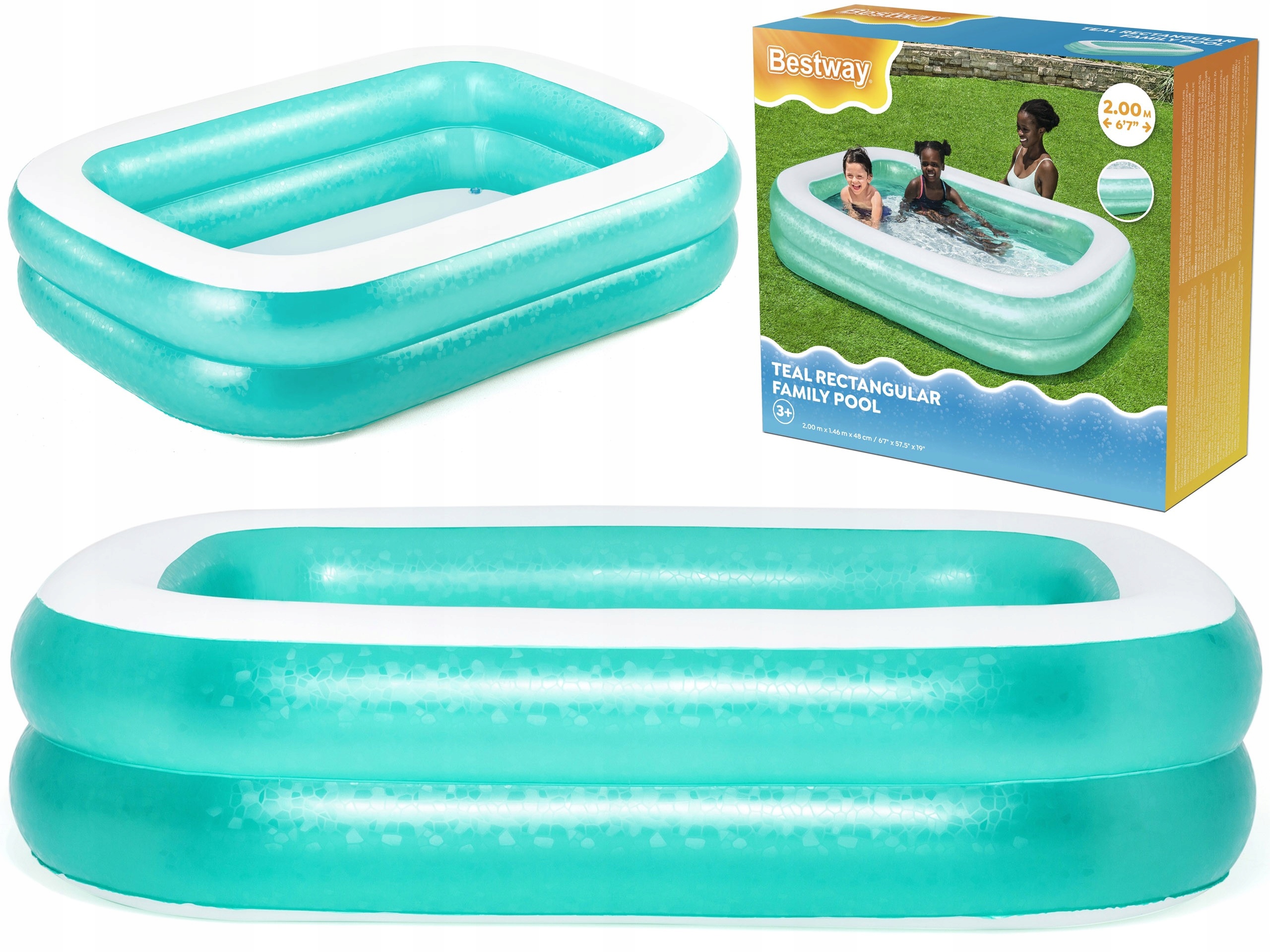 Duży Basen Do Ogrodu rodzinny dmuchany basen prostokątny Bestway 201x150 cm