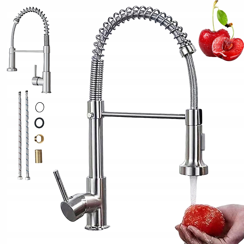Vytahovací Kuchyňská Baterie 360 Otáčení Spouště Nerezová Ocel