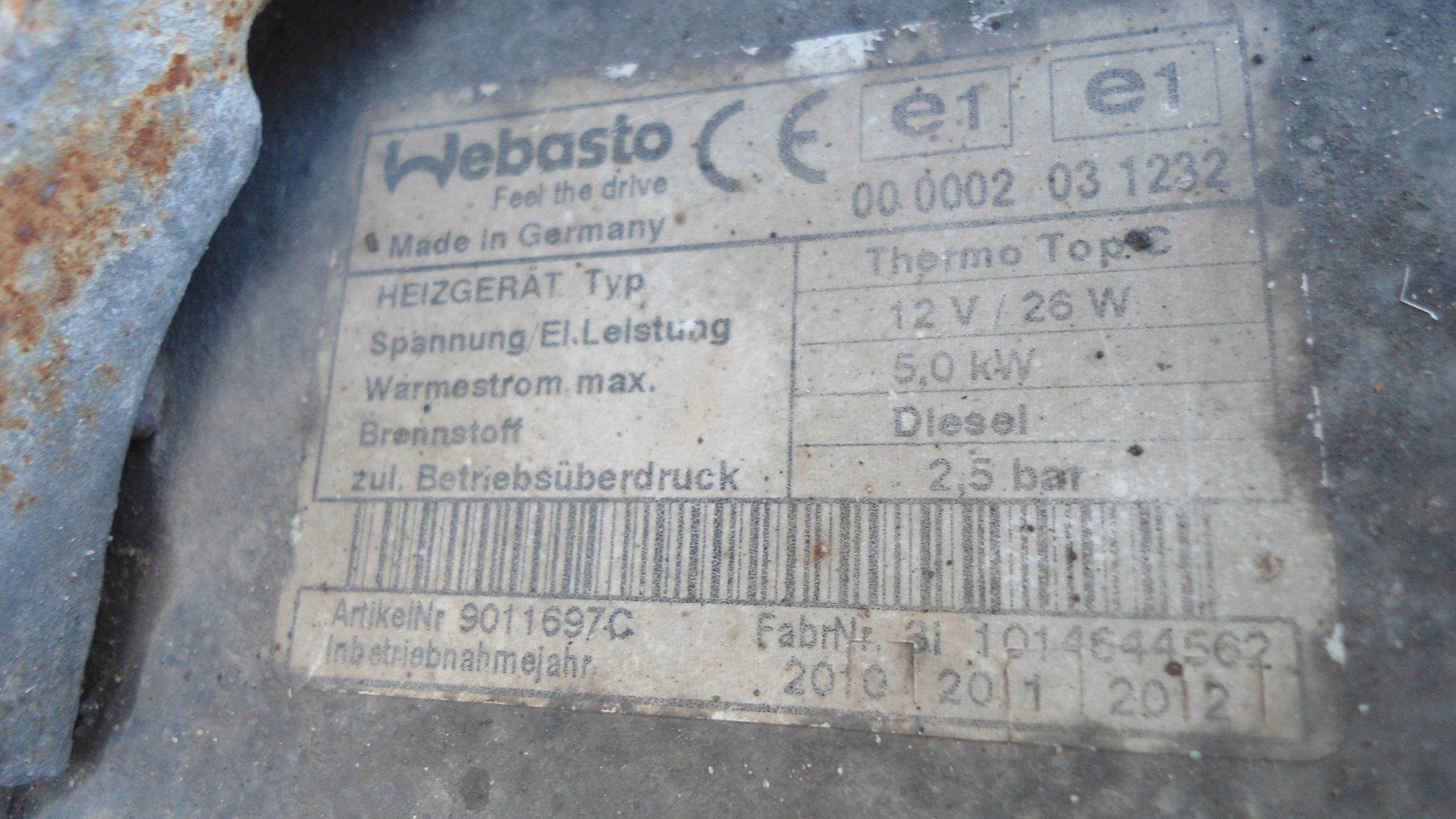 WEBASTO THERMO TOP DUCATO BOXER JUMPER 2006- Producent części Fiat OE