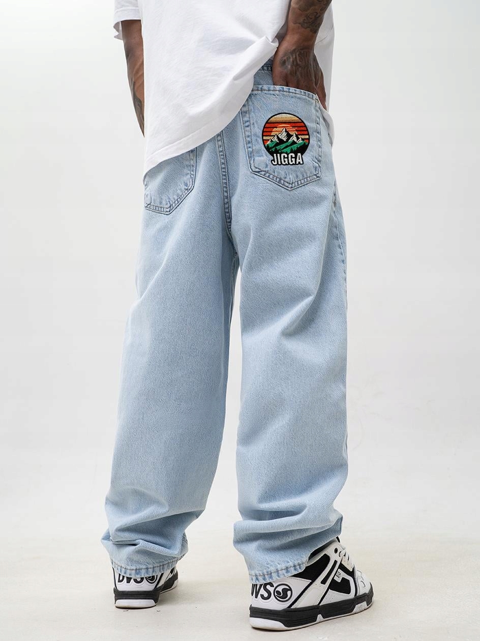 Džínové Kalhoty Baggy Pánské Světle Modré Jigga Hory Outdoor XL