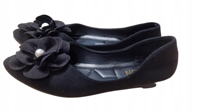 BALERINY DAMSKIE CZARNE OZDOBNY KWIAT 39,5 1VWD