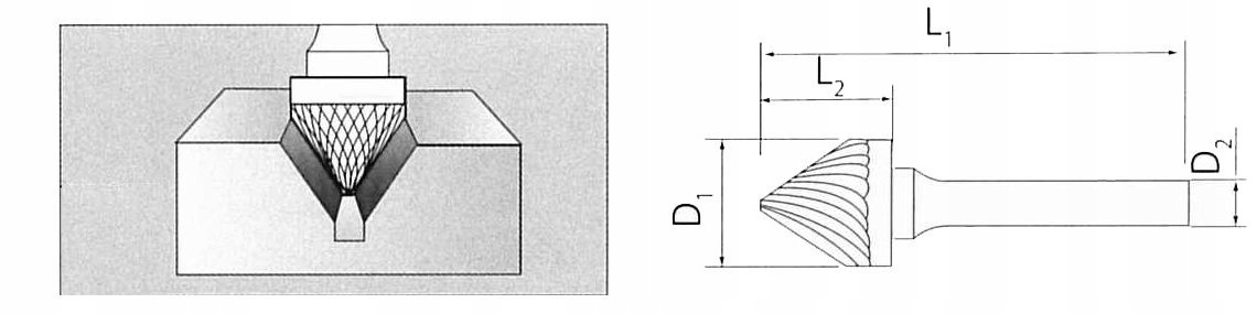 PILNIK OBROTOWY POGŁĘBIACZ STOŻKOWY 60ST 12MM VHM Rodzaj frezu trzpieniowy