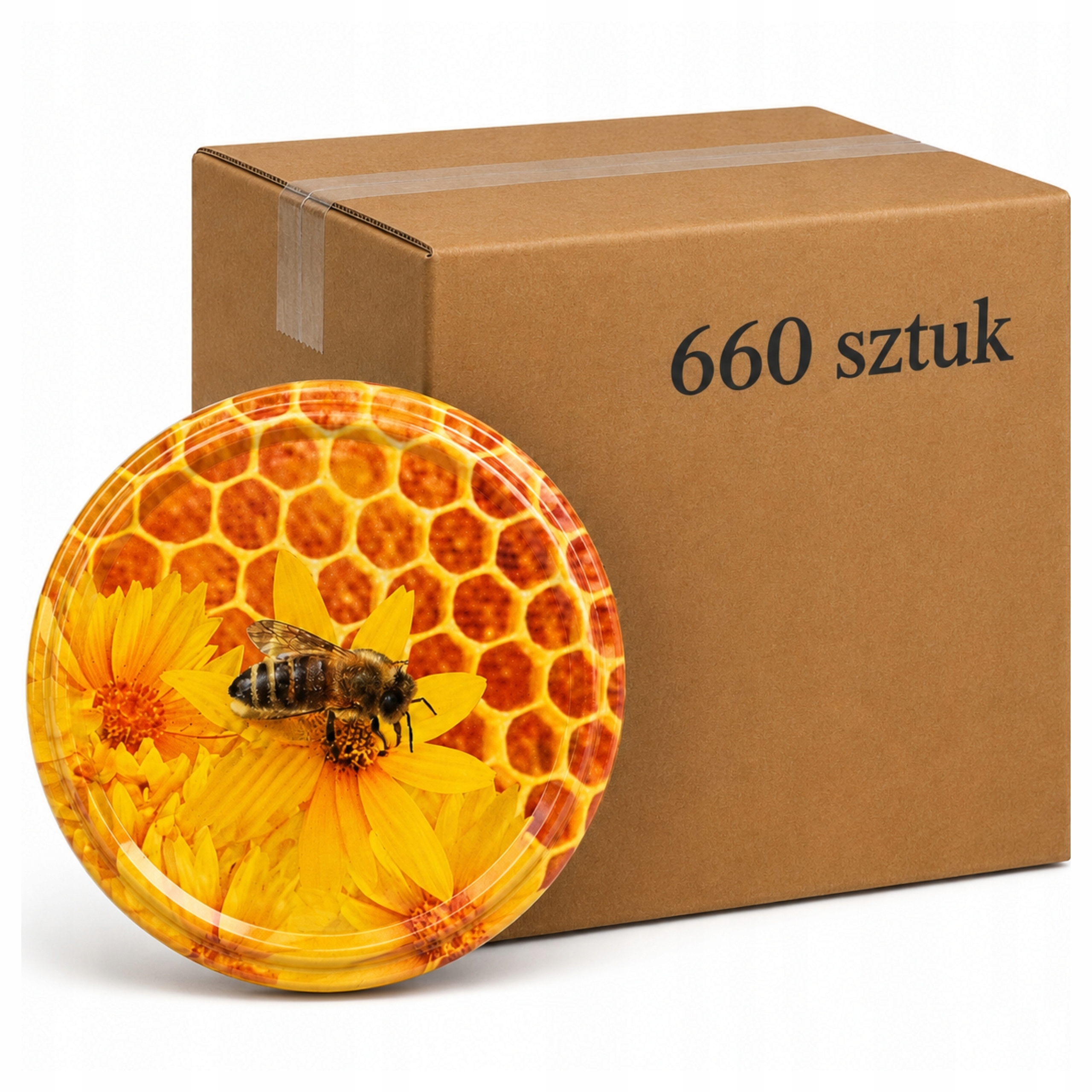 Uzáver Na med pohár Včela fi82 82 mm Karton 750 ks