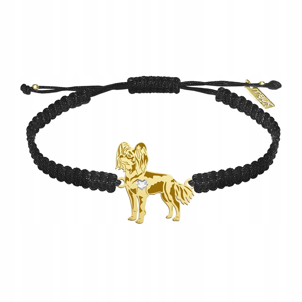 Zlatý náramek se psem Ruský Toy 925 Dárek Makramé Gravírování Bonus