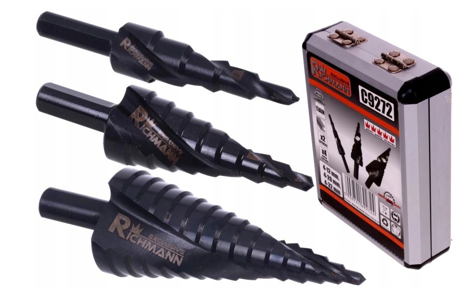 

Wiertła Stopniowe Spiralne Do Metalu 4-32 mm 3 szt