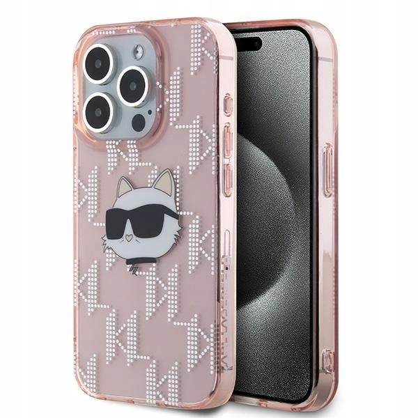 Pouzdro Karl Lagerfeld IML Choupette Head & Monogram pro iPhone 15 Pro růžové