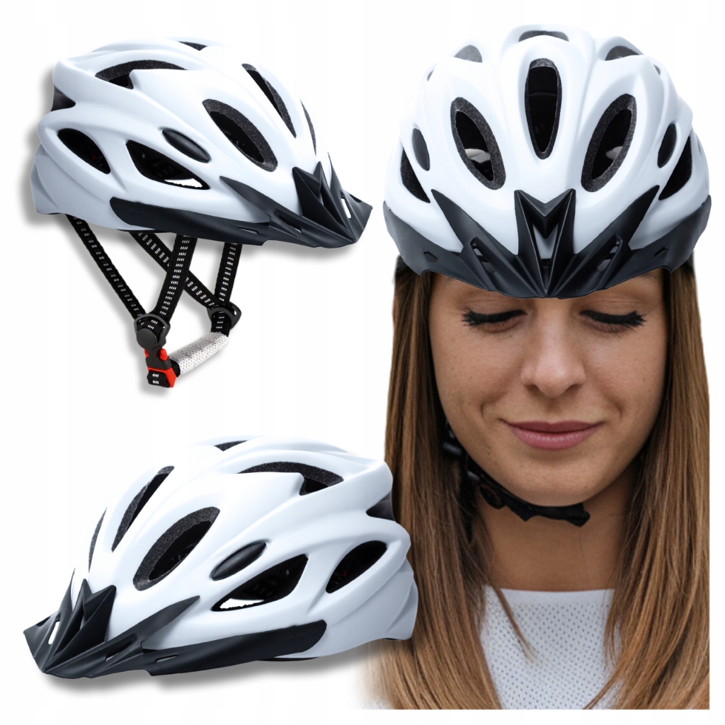 Kask na Hulajnogę Rower Rowerowy Damski Szosowy MTB Regulowany Biały