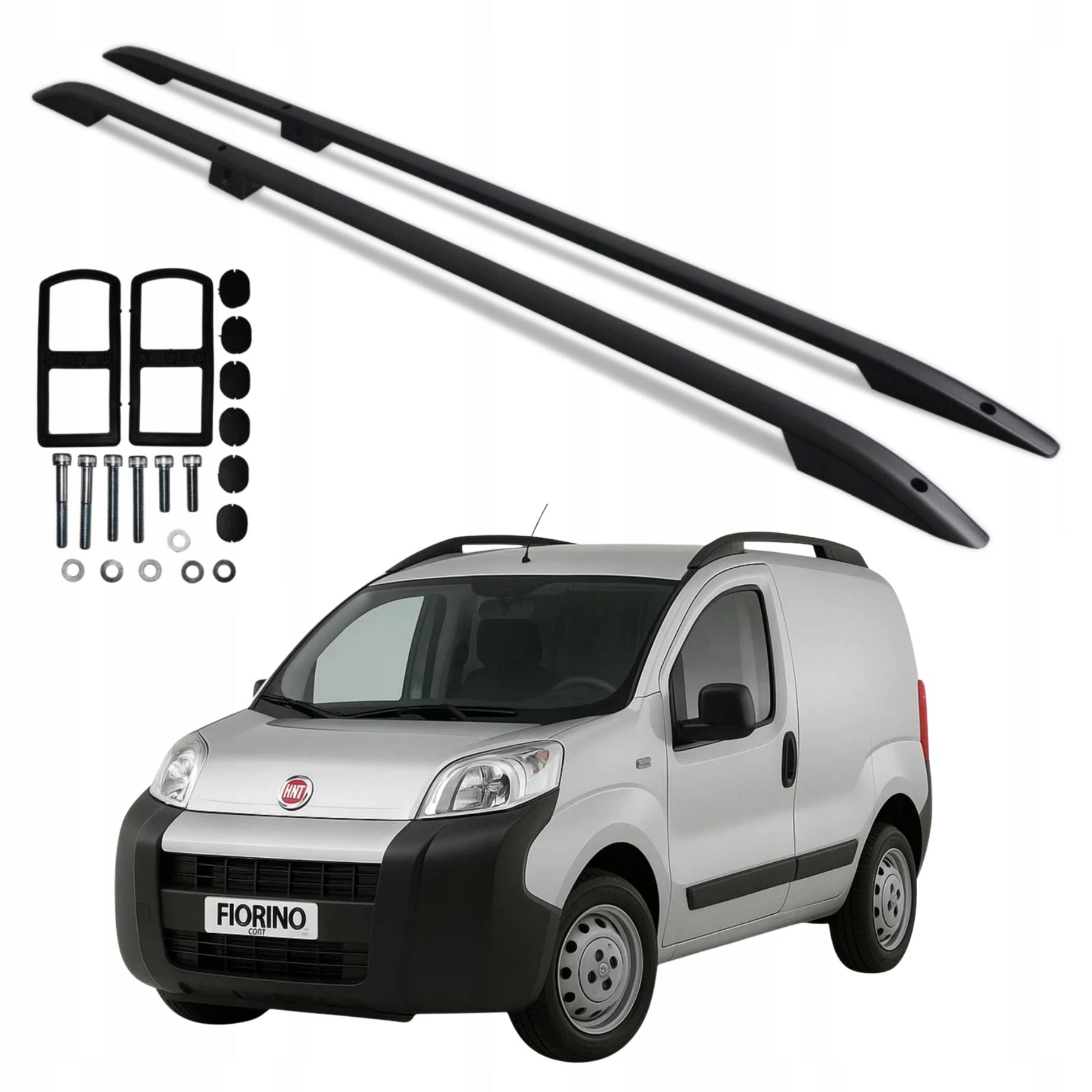 Střešní nosiče (hagusy) pro Fiat Qubo, Fiorino, Citroen Nemo, Peugeot Bipper 2008–2024, Černé