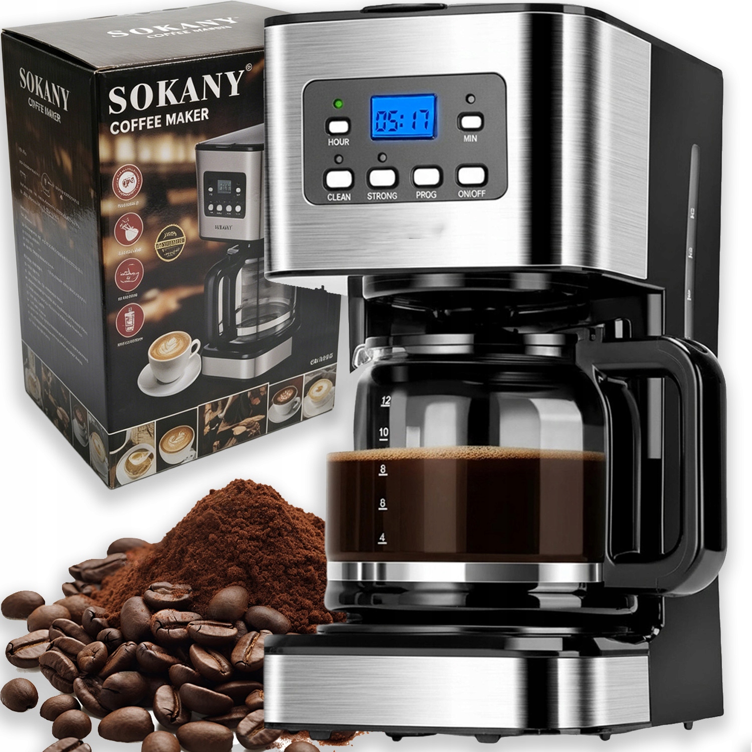 Překapávač Na Kávu 950W 1.5L Udržování Teploty Černý Džbán