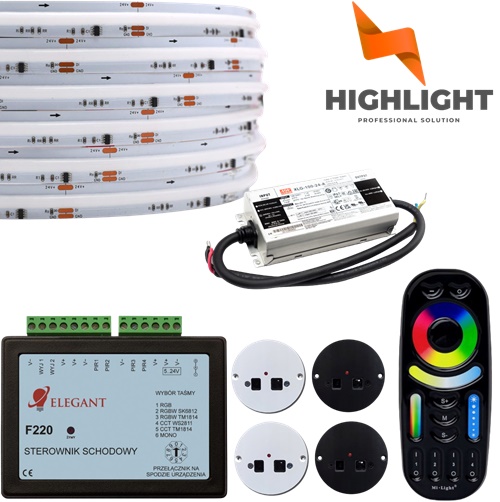 5m Schodiskový set Polovičné poschodie Kaskádová páska Cob Rgb 14W 24V Neon