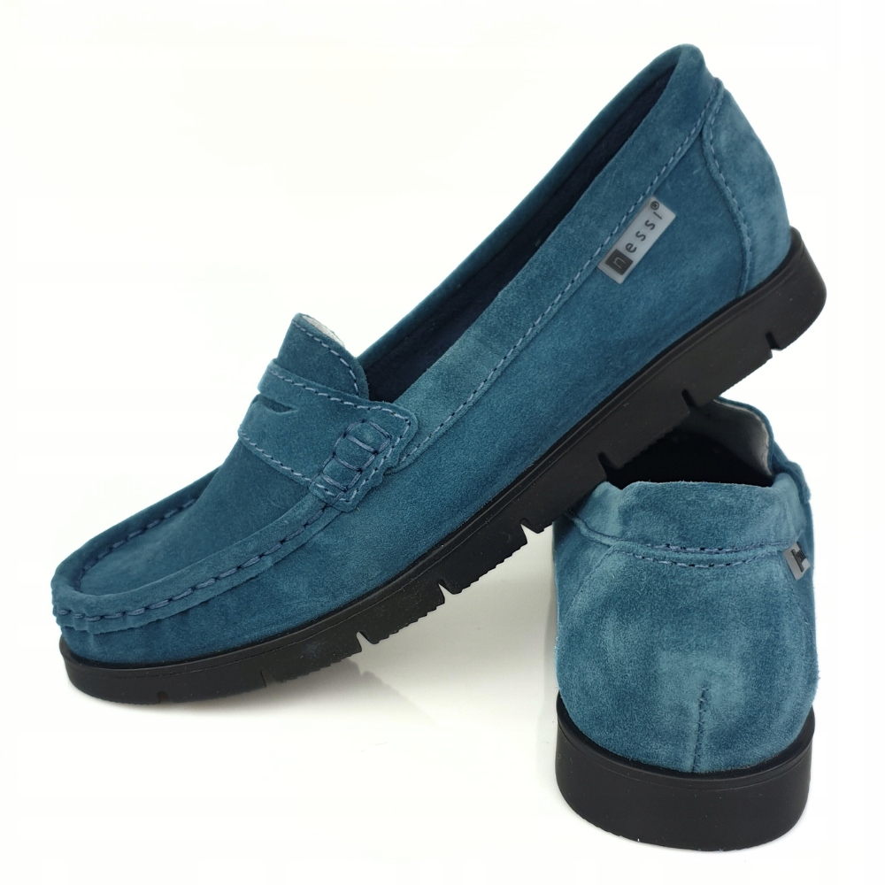 Nessi 76506 765 mokasyny kolor morski skóra welur r. 40 Rozmiar 40