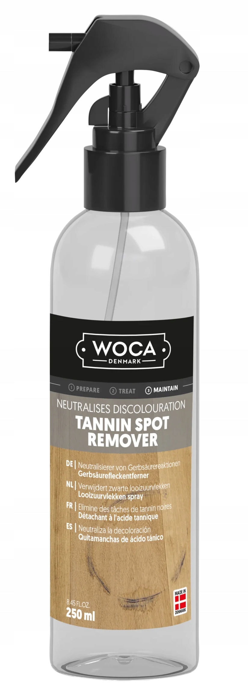 Woca Tannin Spot Remover 250 ml odstraňuje černé skvrny po vodě na dřevě