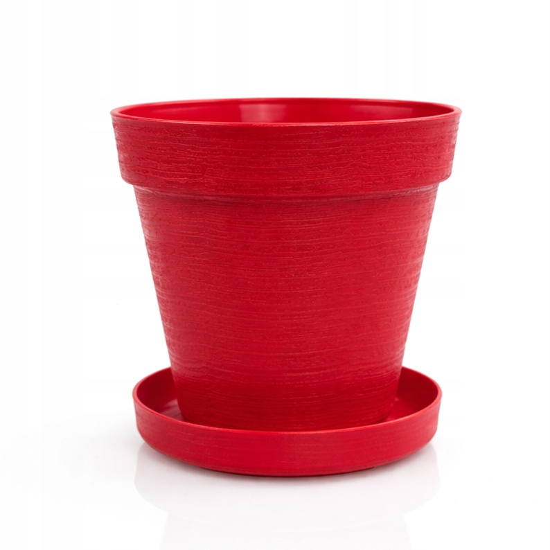 Doniczka LOFT 12 cm + Dopasowana Podstawka, Stylowy Zestaw EKO, CZERWONY