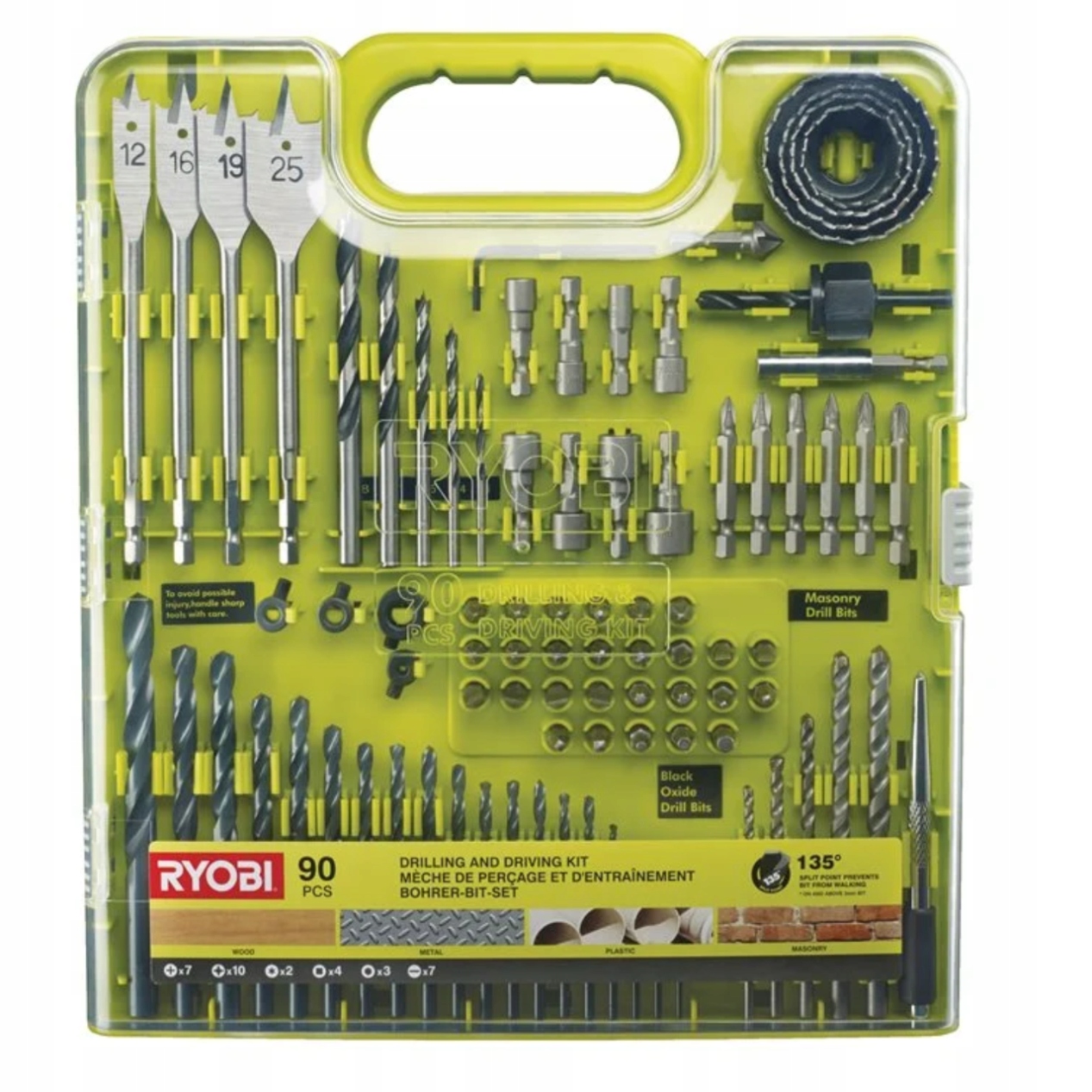 Smíšená sada pro vrtání a šroubování Ryobi 90 prvků 1 Ks.