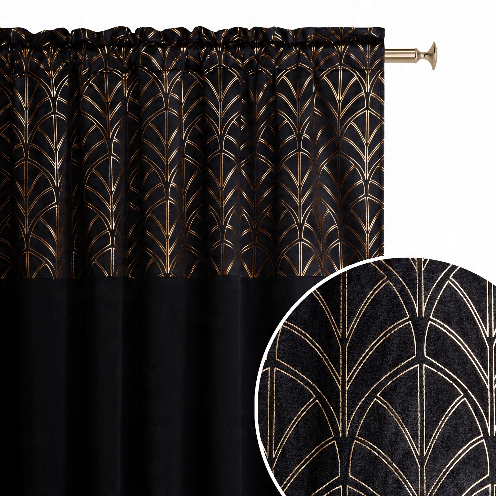 

Zasłona welur na żabki 140x250 velvet czarna Bliss