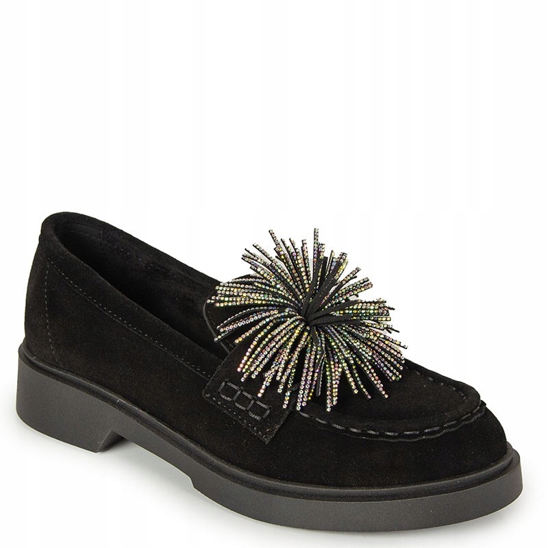 Chebello 4383 Černé Kožené Mokasíny S Ozdobou 38