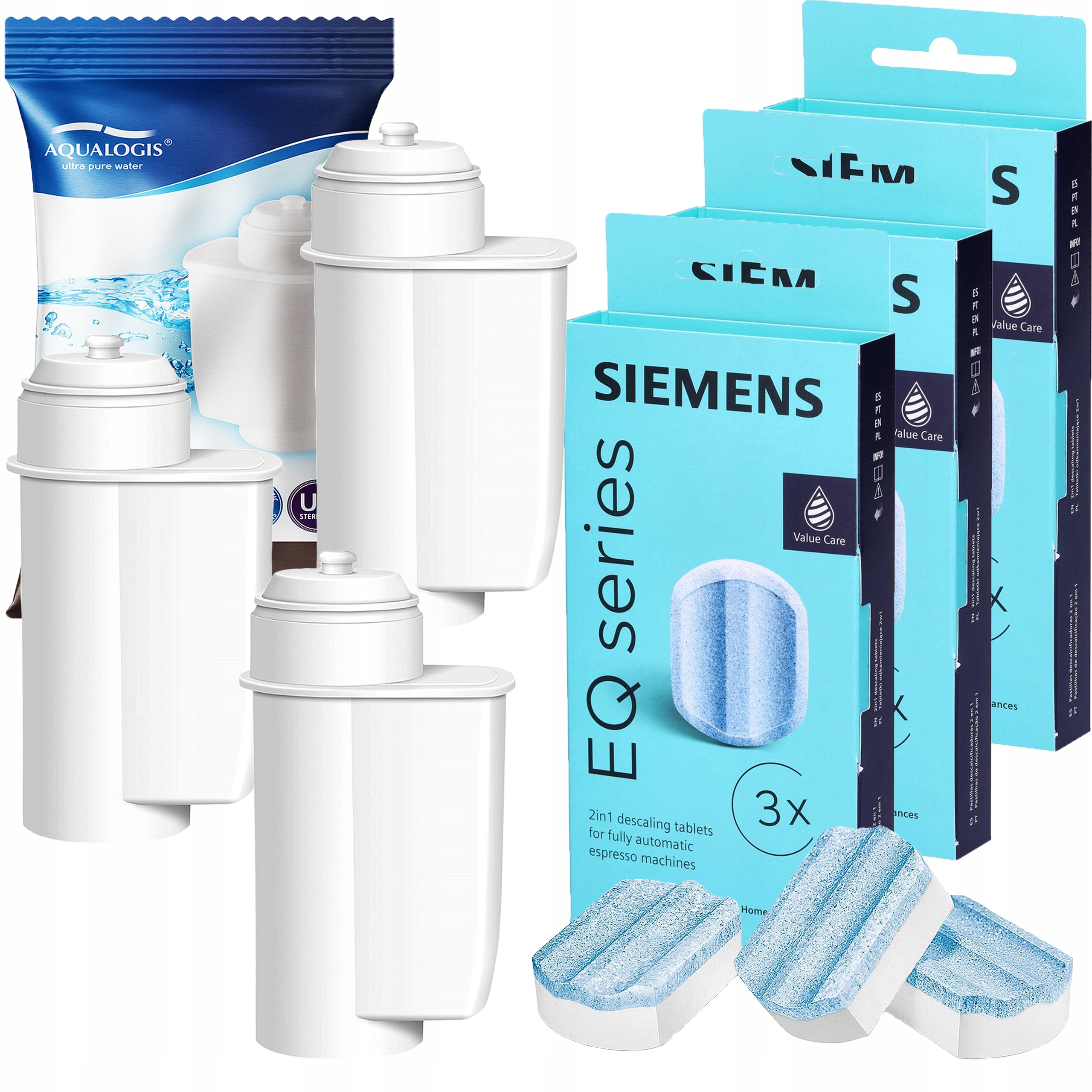 3x Filtr vody Brita Intenza Náhradní 3x Odvápňovač pro kávovar Siemens