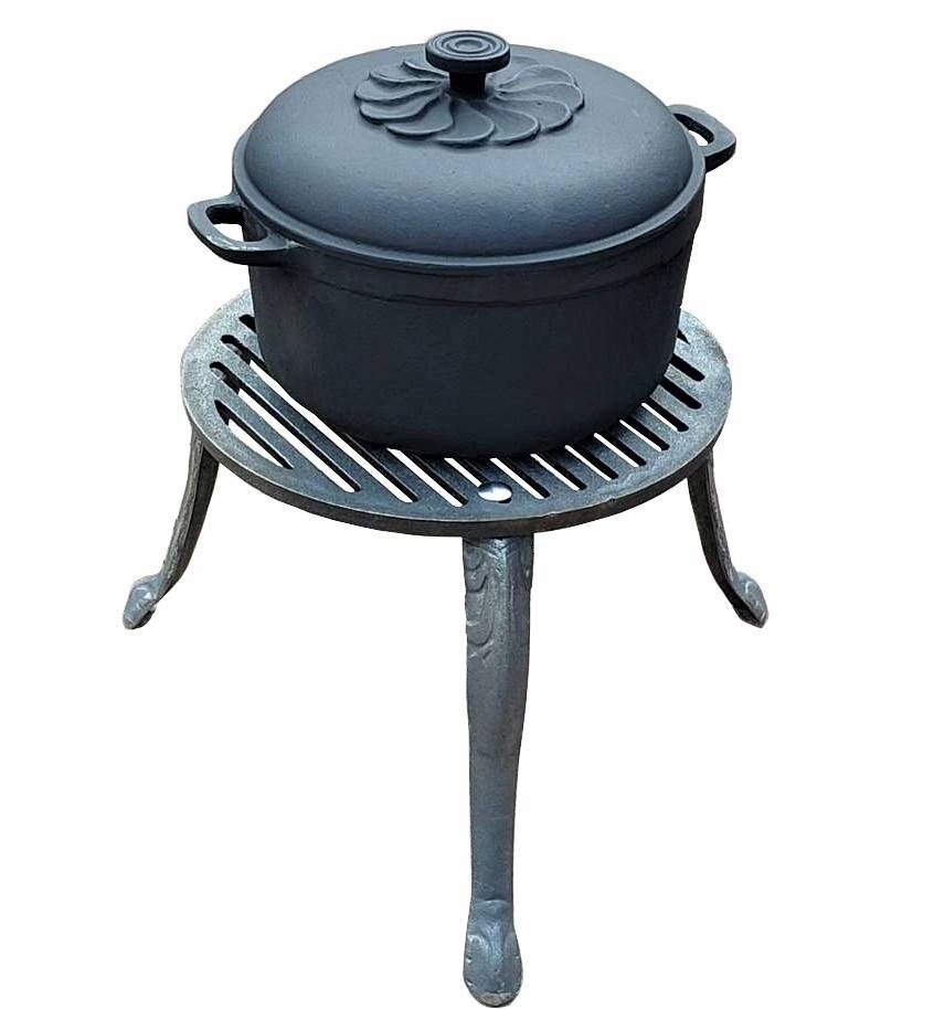 KOCIOŁEK ŻELIWNY 8L TRÓJNÓG Z RUSZTEM 33 GRILL PL Pojemność 8 l