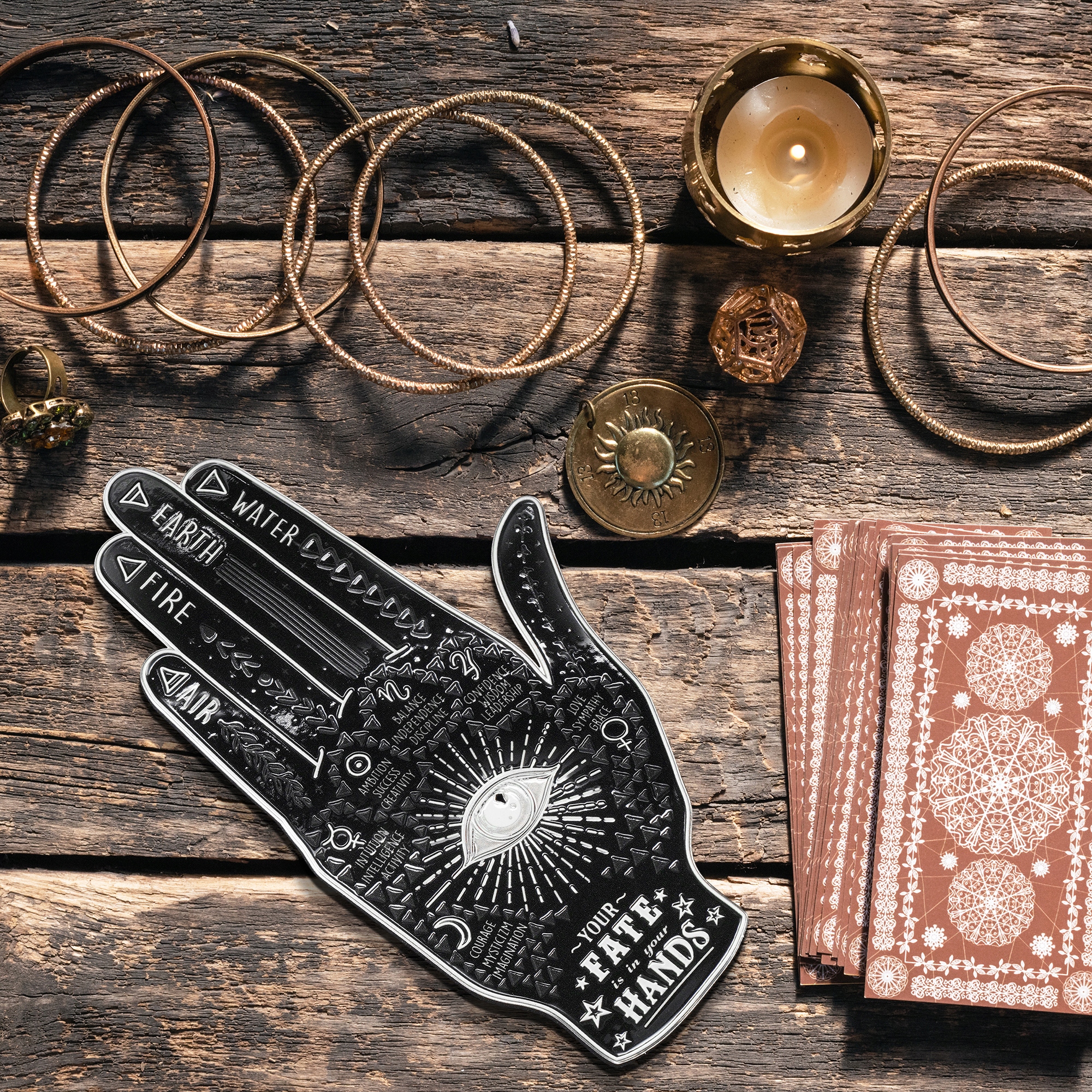 Dwustronna metalowa podstawka pod kadzidła na kadzidełka Dłoń Chiromancji Marka inna