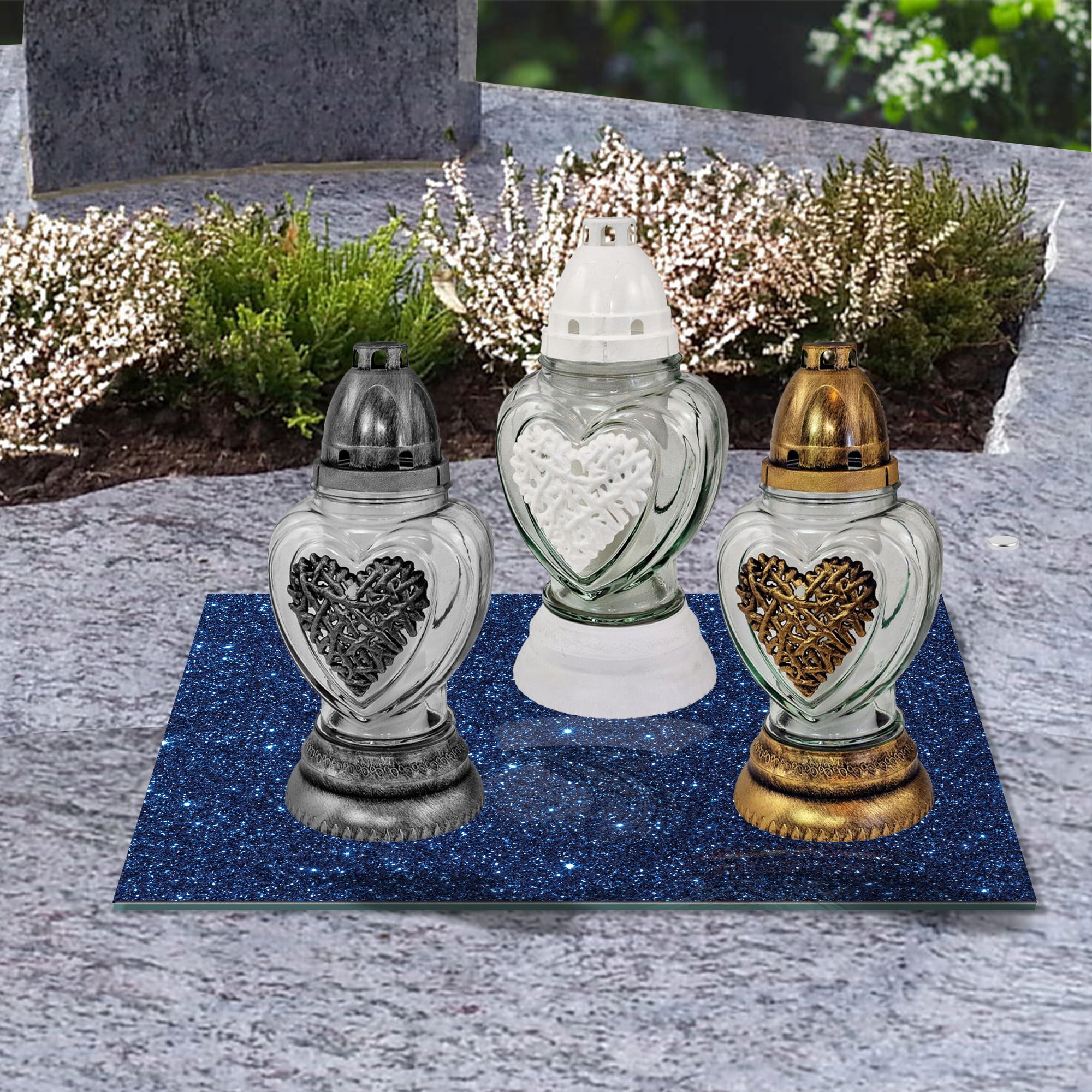 SZKLANA PODSTAWKA POD ZNICZE 40x40cm Niebo noc 23h Długość (cm) 40