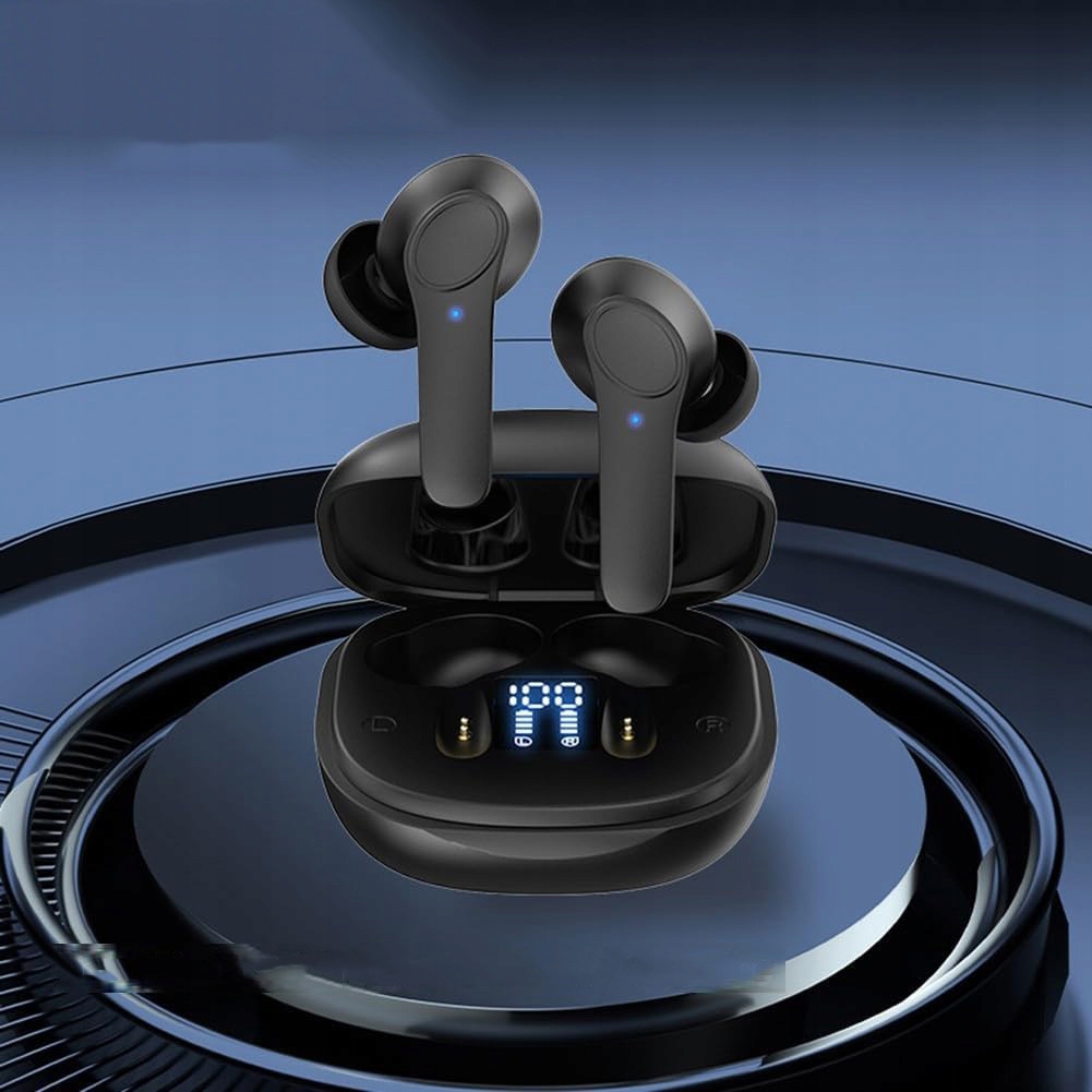 Czarne słuchawki bezprzewodowe tłumaczące 144 języki Bluetooth