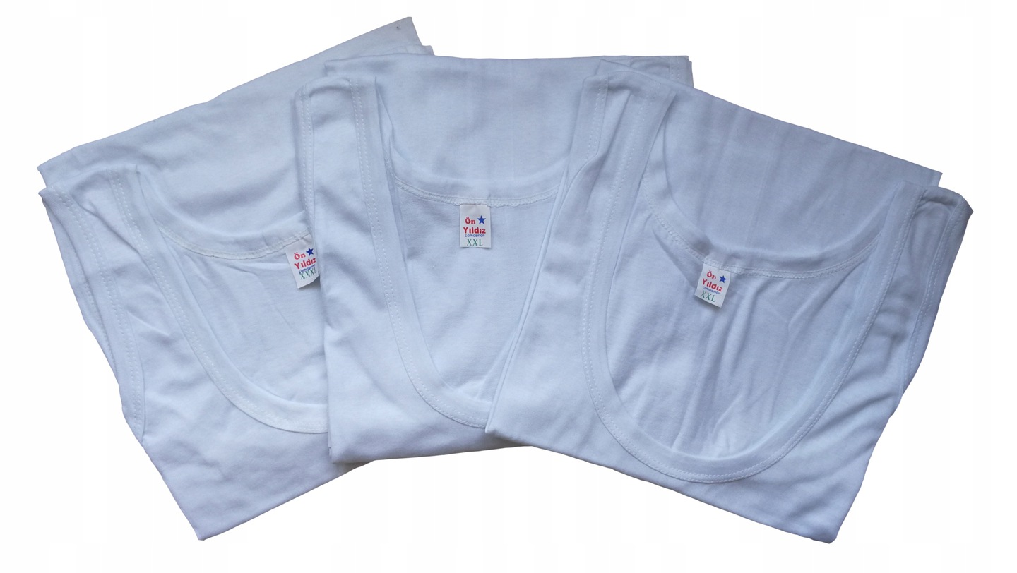 PODKOSZULKA KOSZULKA MĘSKA 100 % BAWEŁNA GŁADKA BIAŁA OKRĄGŁY - 2XL Marka inna