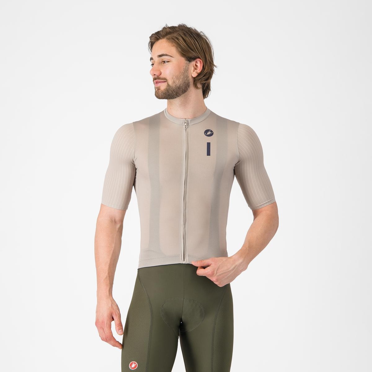 Cyklistický dres Castelli Drittone Logo clay/belgian blue XL