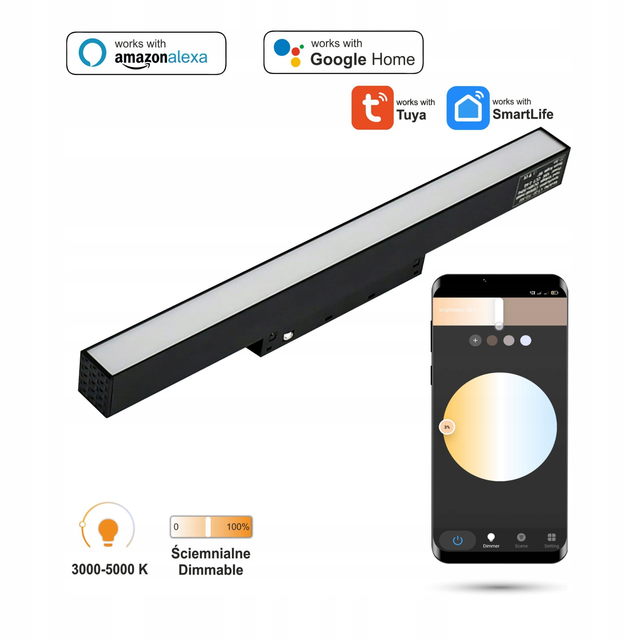 Lineární Led reflektor 2.4GHZ Flood 10W pro kolejnice Smart Track 48VDC