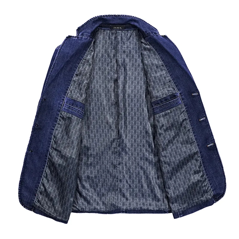 Multi Pocket Denim Jacket Men Spring Blazer Suits Materiał dominujący poliester