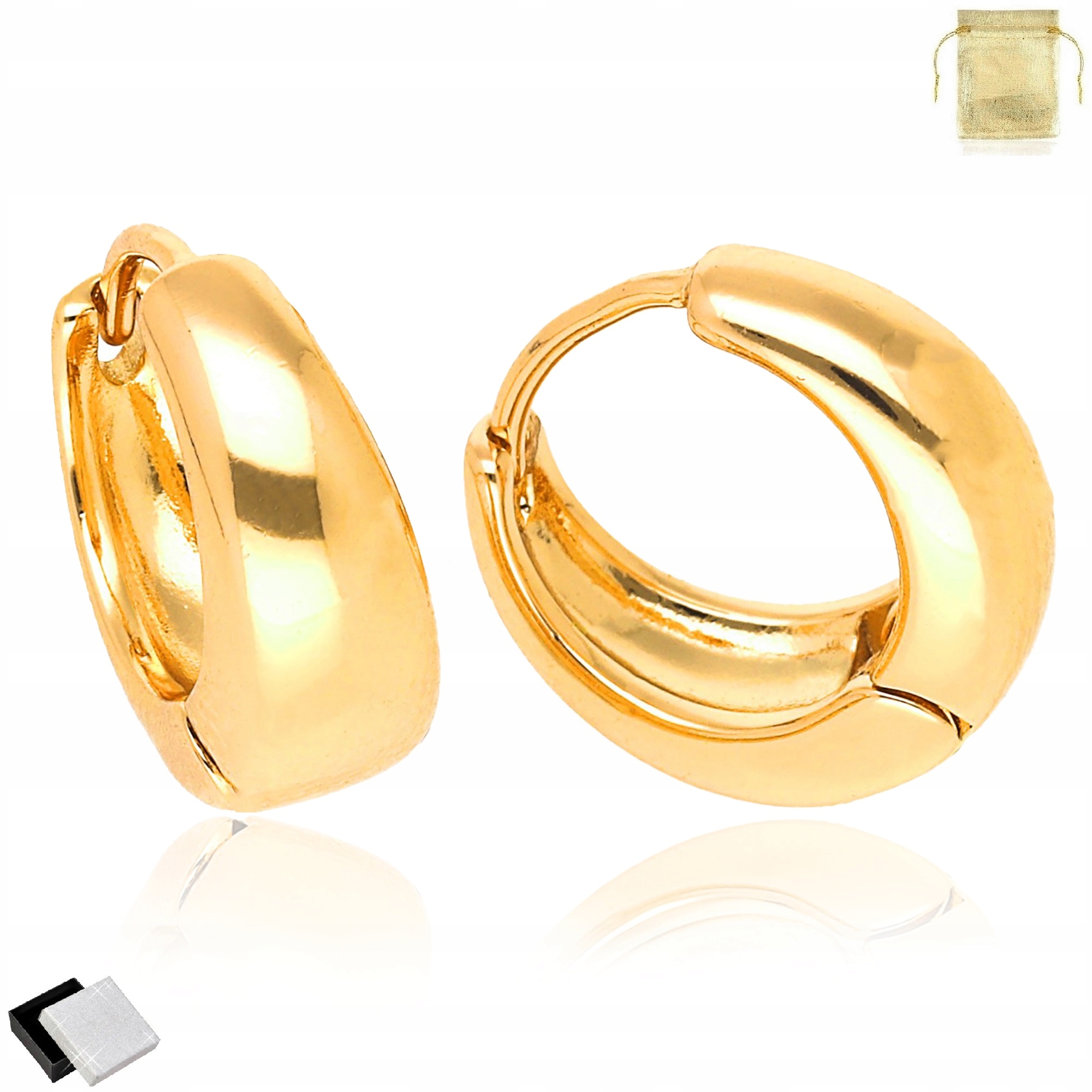 

Złote Kolczyki Kółka Ze Stali Chirurgicznej 18K