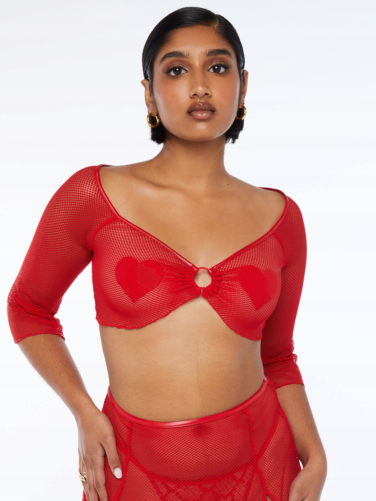 SAVAGE X FENTY CZEROWNY SIATECZKOWY TOP W STYLU KABARETEK XS 34 Rozmiar 34