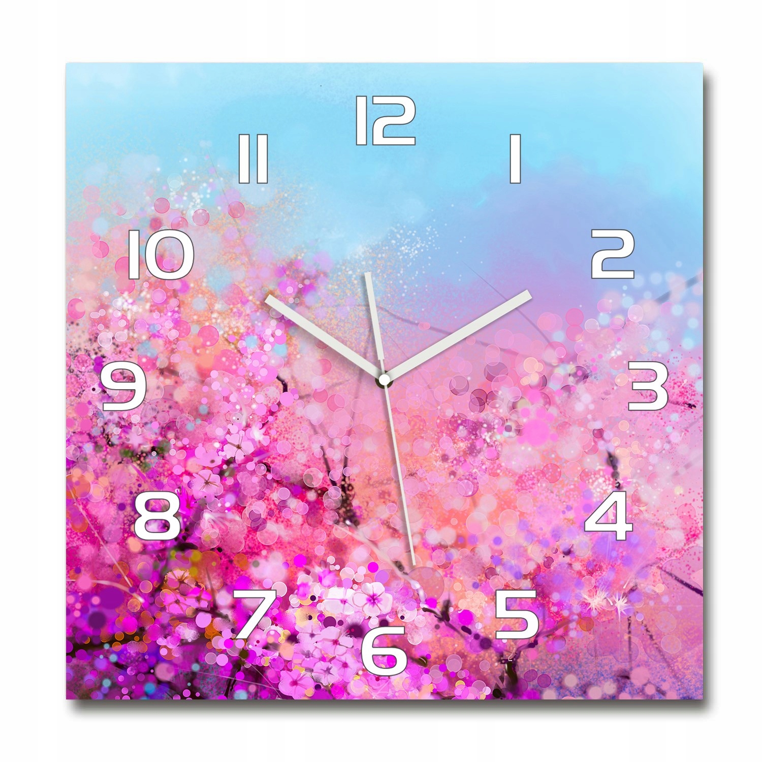 

Duży zegar ze szkła hartowanego Kwiaty wiśni 60x60