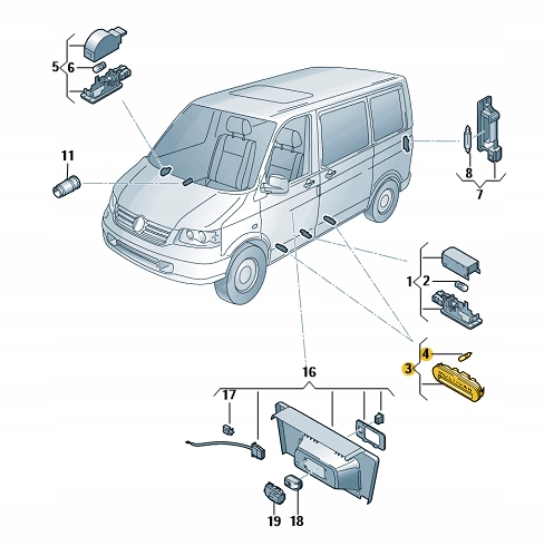 LAMPKA PROGU STOPNIA VW Multivan T5 ASO Numer katalogowy części 7E5947415G