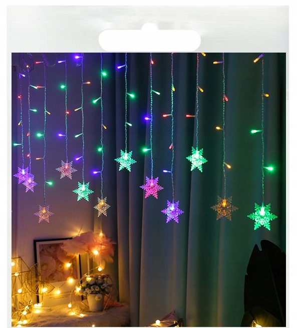 

Girlanda Led śnieżynki Kolorowe lampki Kurtyna XXL