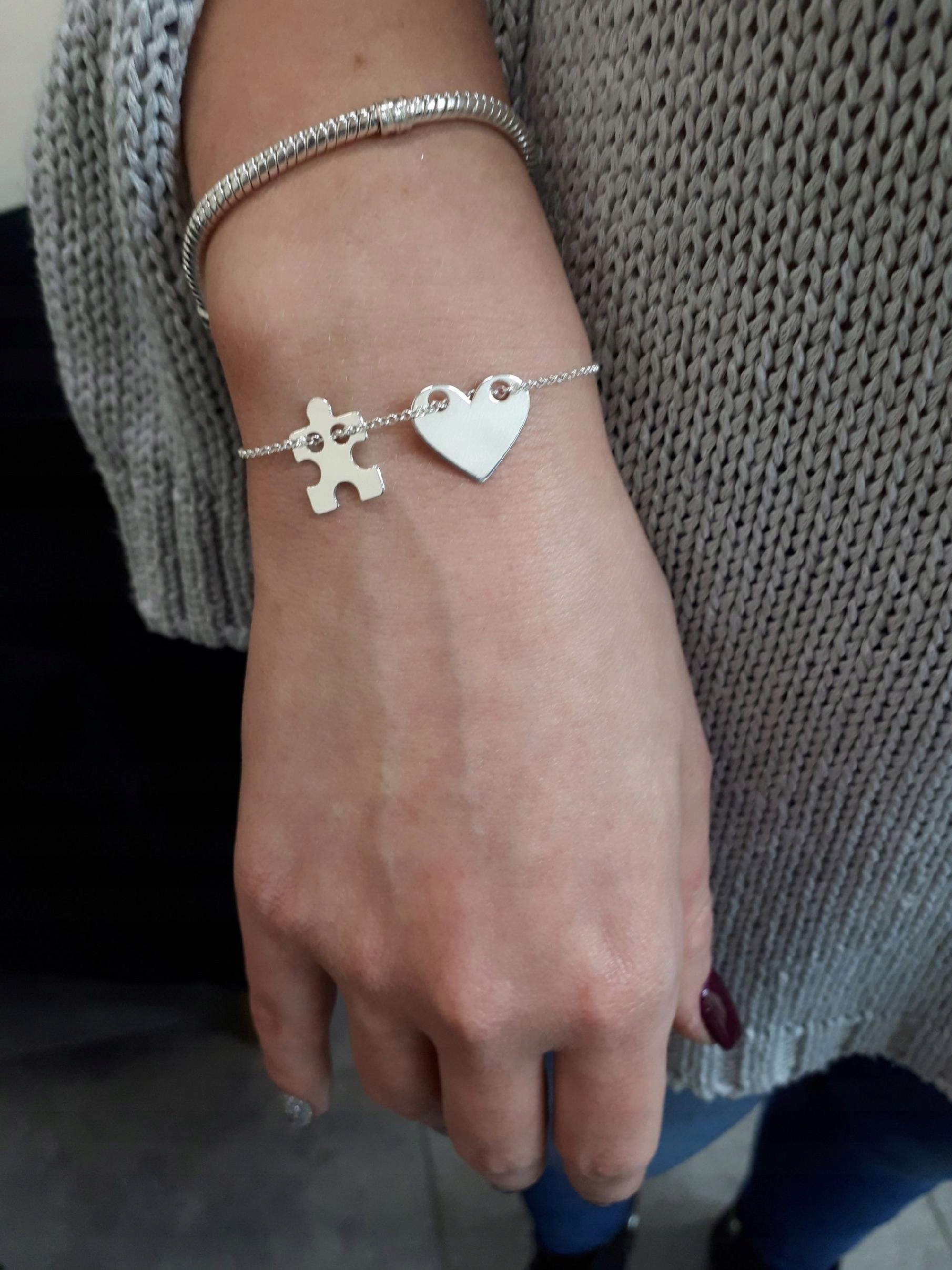 

Srebrna bransoletka puzzel serce Grawer dow dł 925