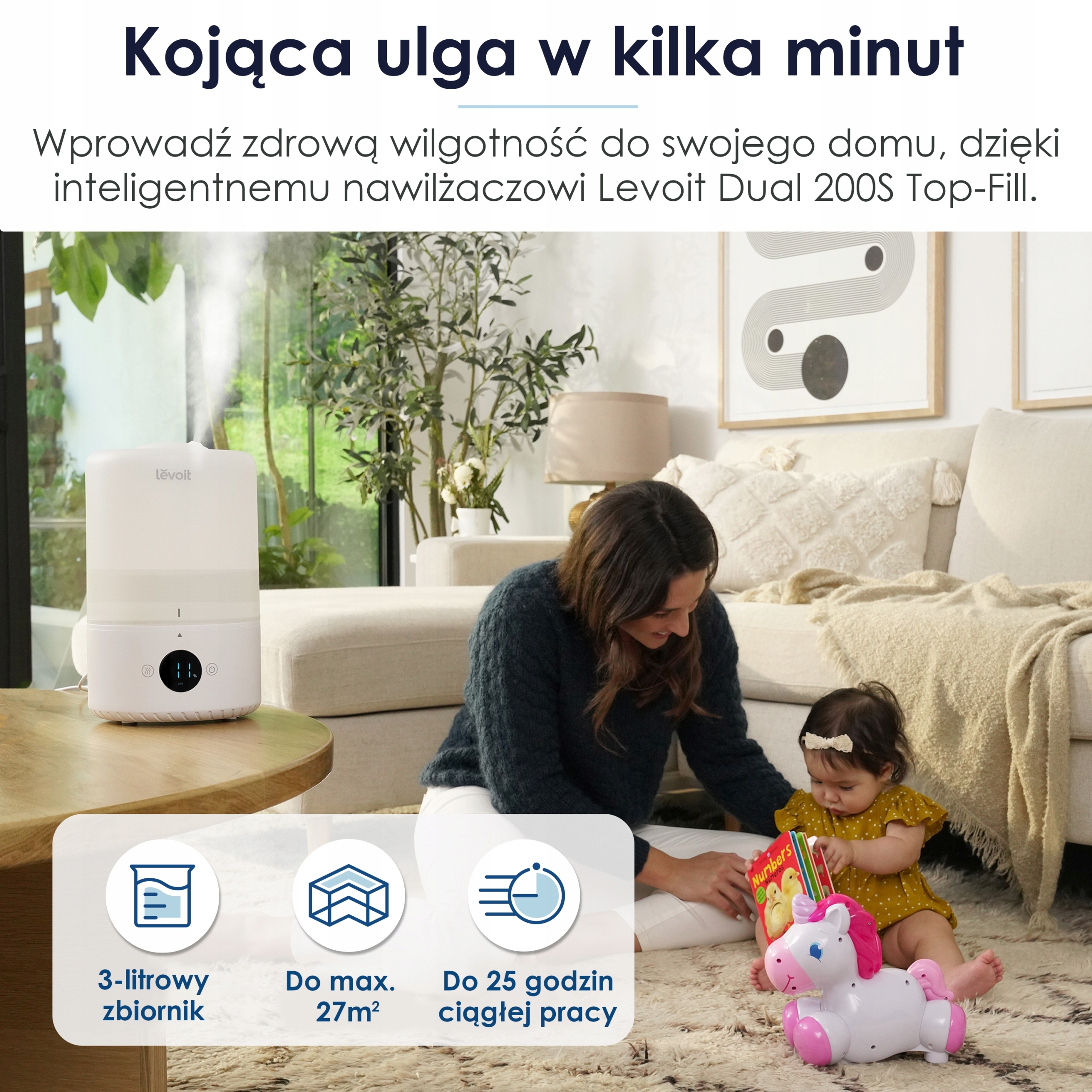 NAWILŻACZ POWIETRZA Levoit Dual 200S HIGROMETR 3l Moc 24 W