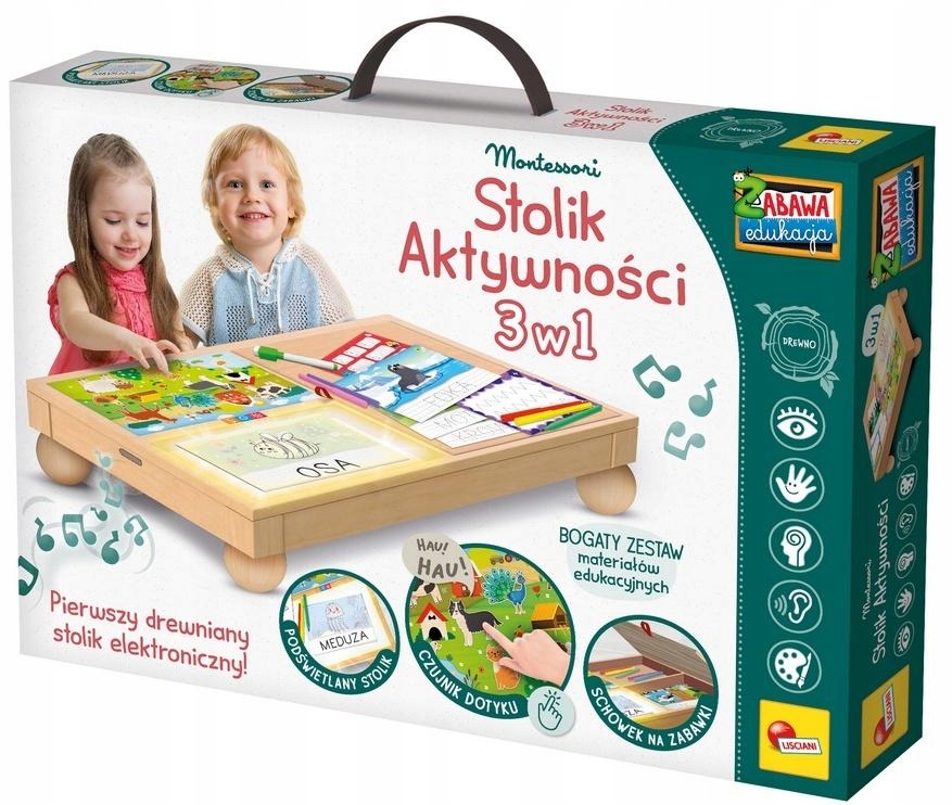 Zabawka Sensoryczna Stolik dla Dzieci Montessori Biurko aktywności 3w1