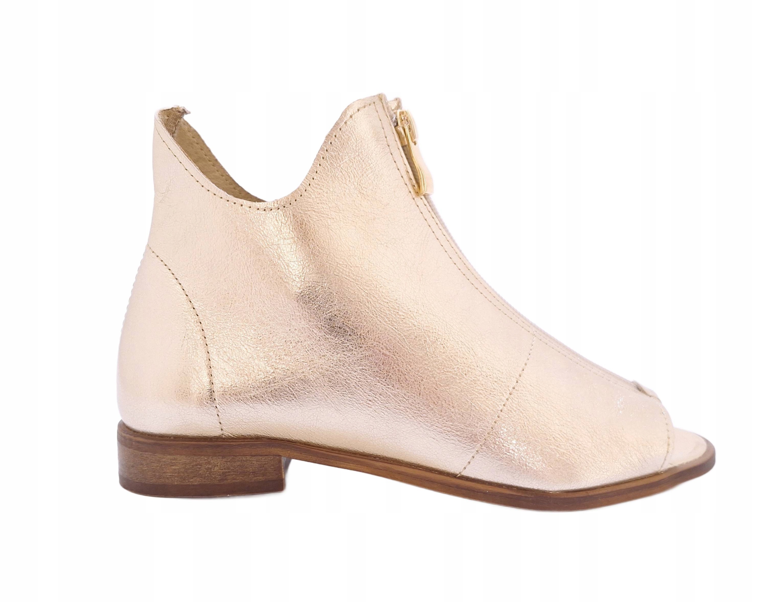 Zlaté vestavěné dámské sandály se zipem Amparo Preston 1957, velikost vel.