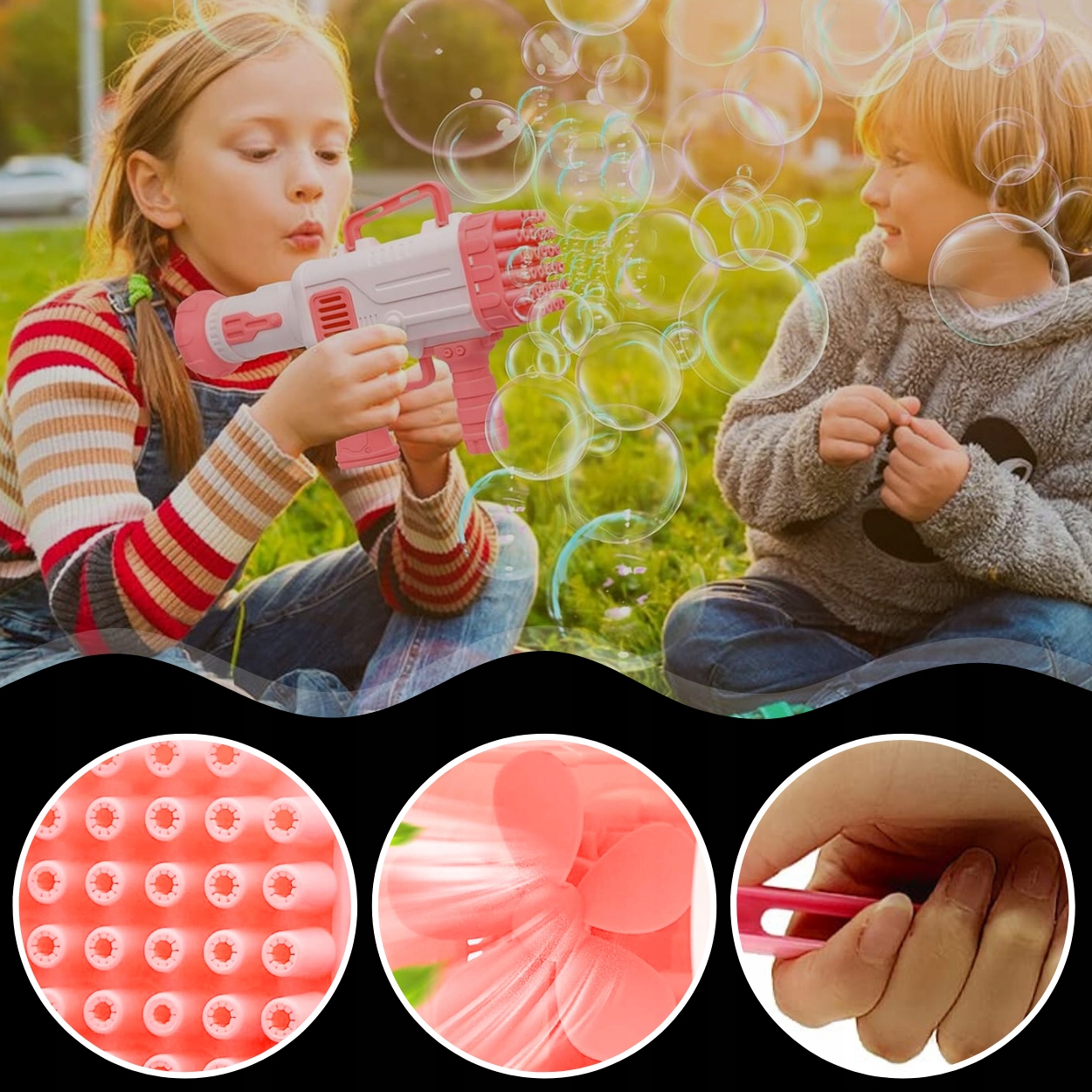 PISTOLET NA BAŃKI MASZYNA DO BANIEK MYDLANYCH GENERATOR AKCESORIA + PŁYN Kod producenta rthaeszrhrh