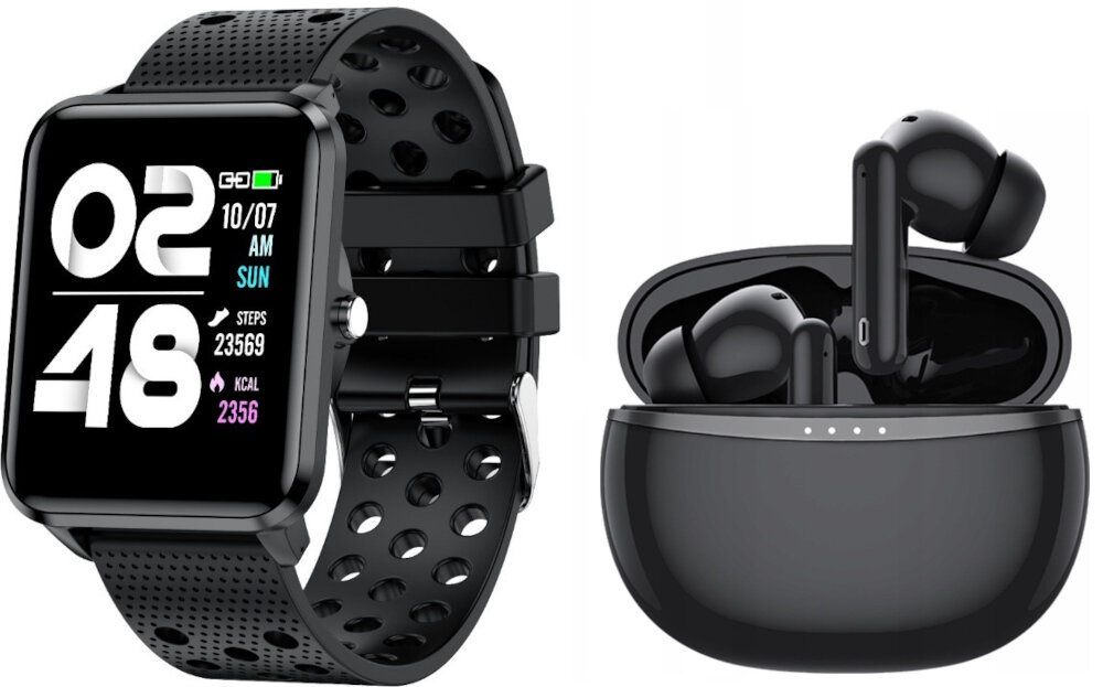 Smartband BEMI KIX-M Czarny + Słuchawki Tutti