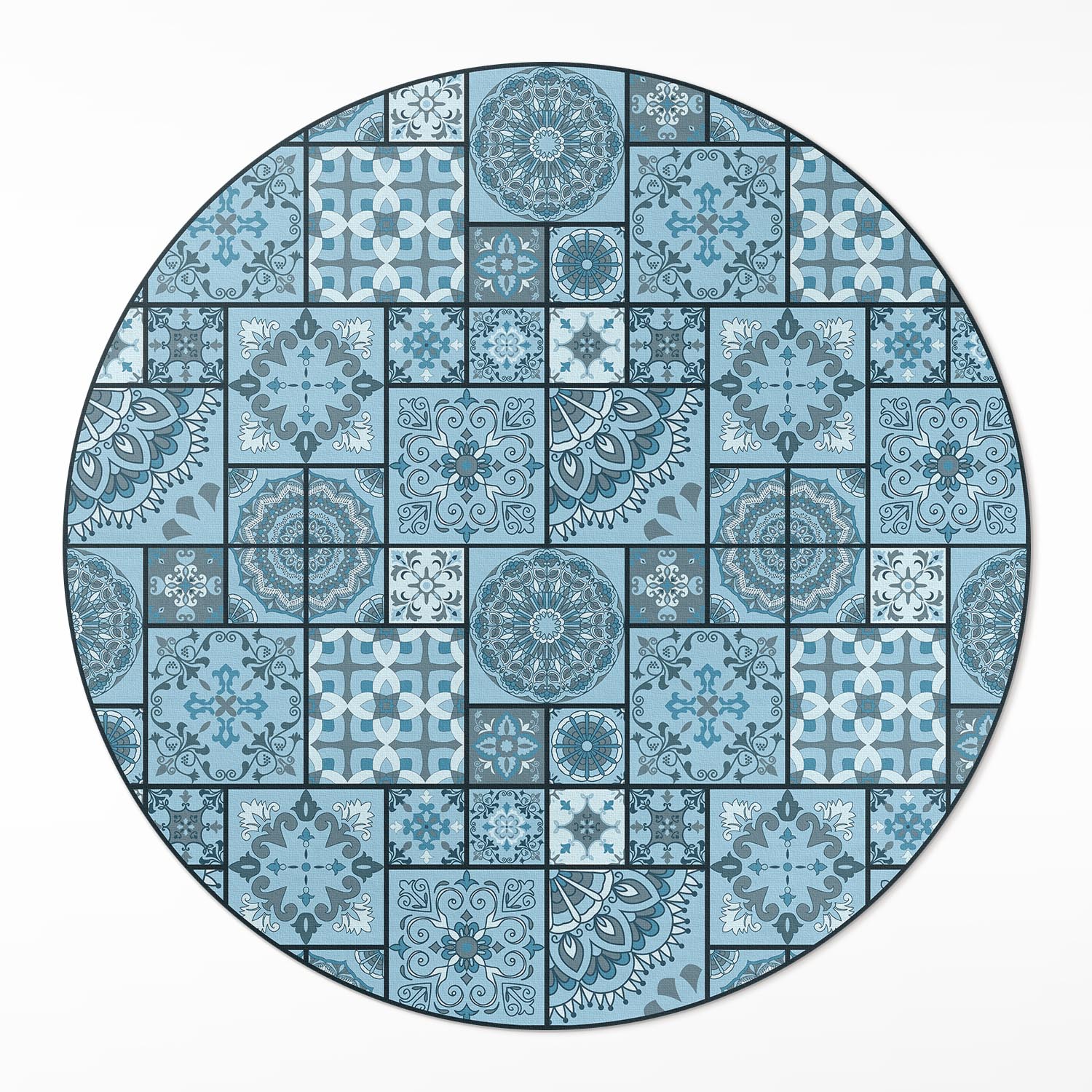 Okrúhly Pvc koberec do domu Dekoratívne dlaždice nepravidelná mozaika ⌀ 90 cm